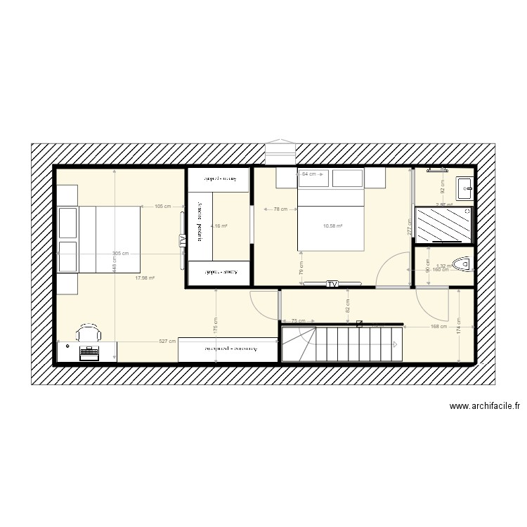 Maison etage  futur. Plan de 6 pièces et 45 m2