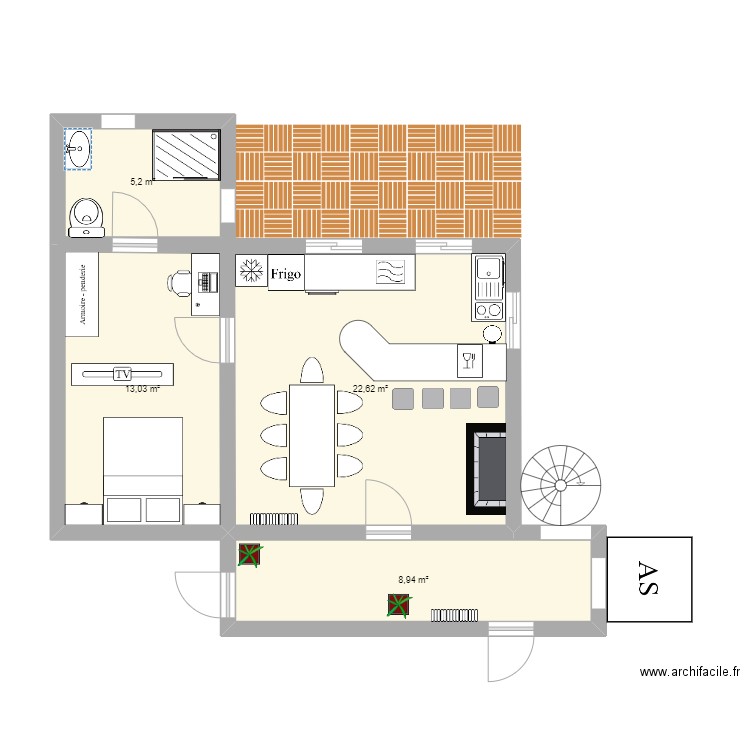 Maison les tuillerie. Plan de 4 pièces et 50 m2