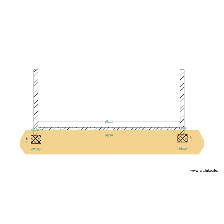 Plan coupe pavillon de chasse. Plan de 