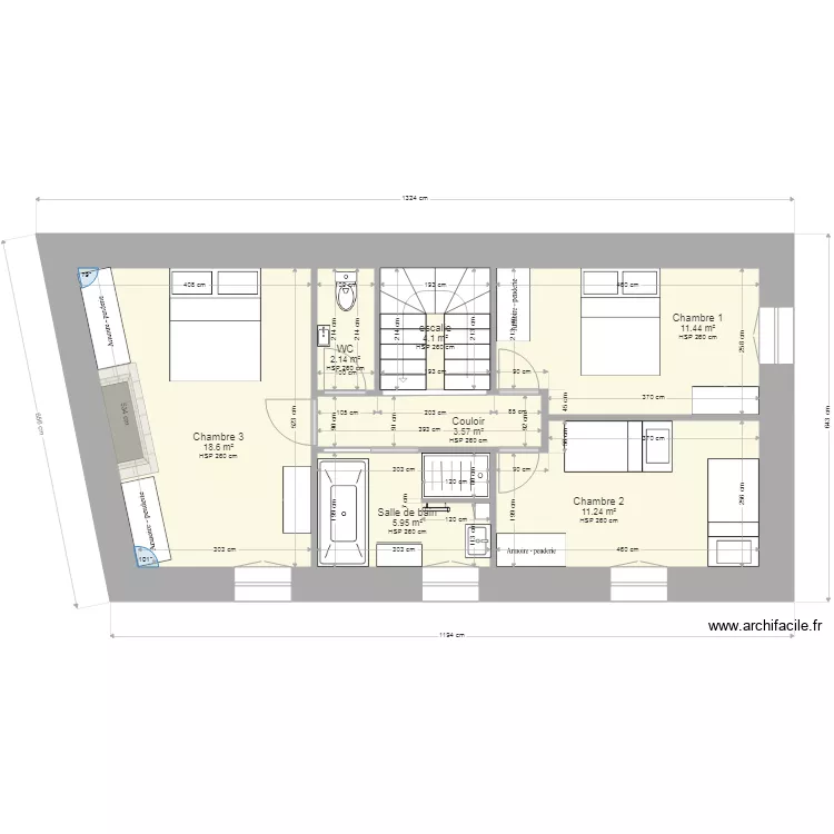 maison 1 etage. Plan de 