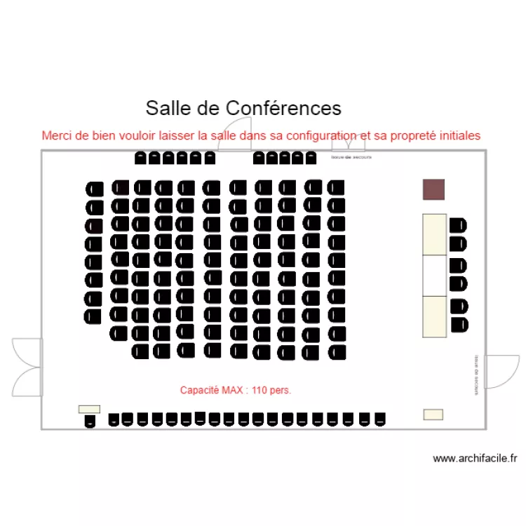 salle de Conf&eacute;rences 56 Jacob. Plan de 