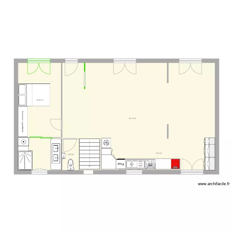 Plan maison Biba RDC V4. Plan de 