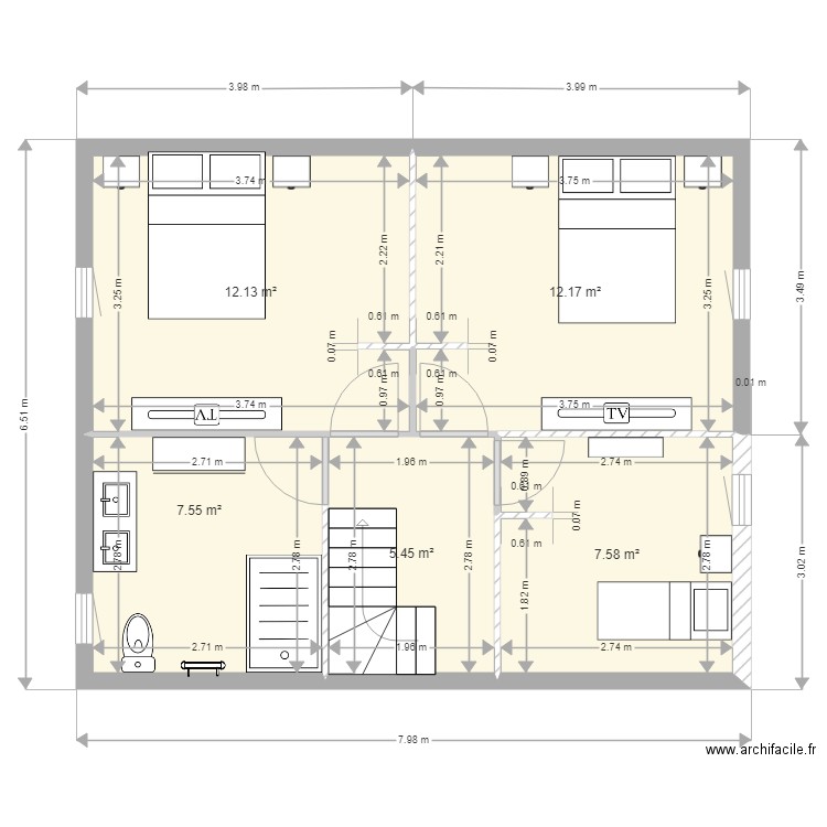 refection appartement 1. Plan de 5 pièces et 45 m2