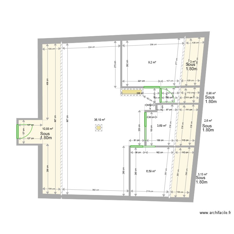 Ebauche 6. Plan de 12 pièces et 78 m2