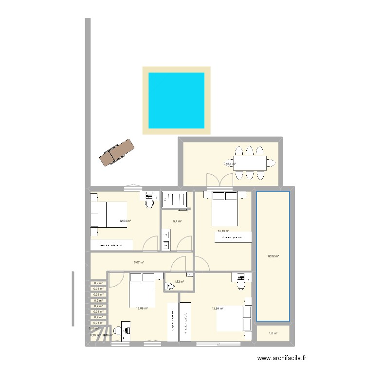 Maison de nous étage 1. Plan de 17 pièces et 94 m2