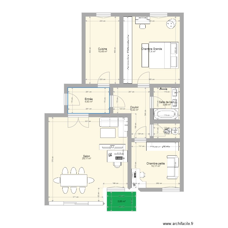 Appartement Ville DAvray. Plan de 9 pièces et 87 m2