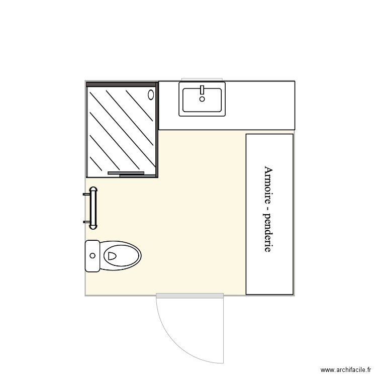 SdB Moumine. Plan de 1 pièce et 7 m2