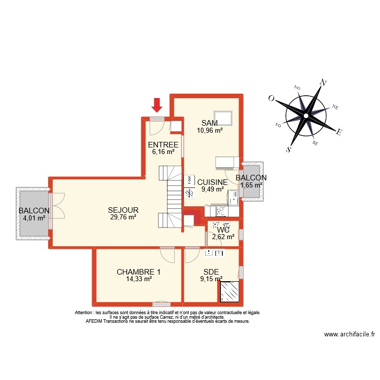 BI 10987 RDC. Plan de 10 pièces et 88 m2