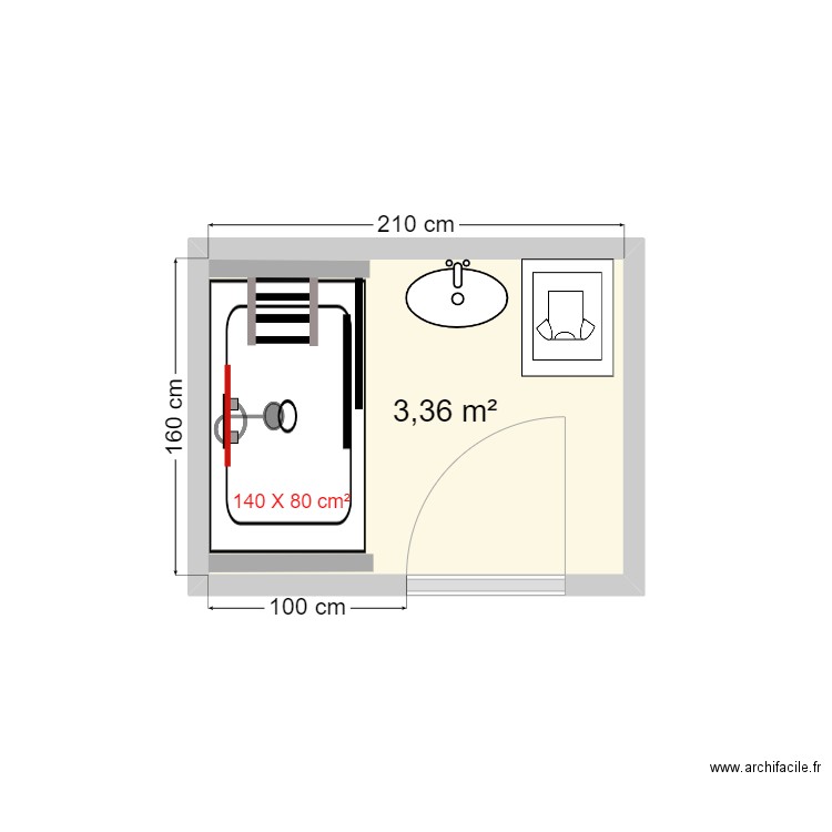 PETIT PHAR plan projeté. Plan de 1 pièce et 3 m2