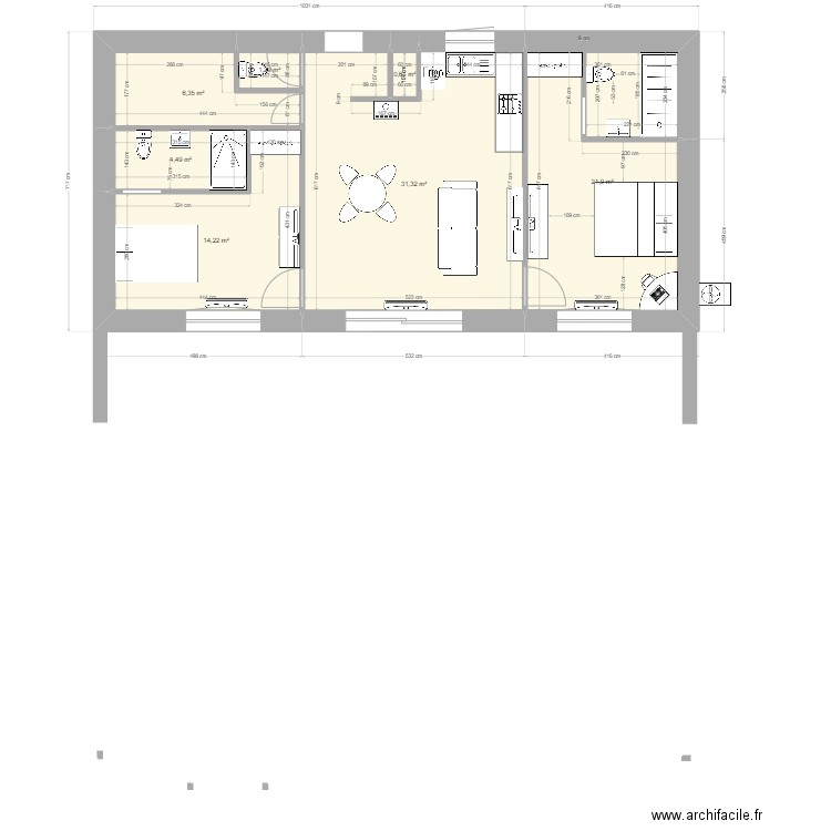 philarchange - maison80m2. Plan de 7 pièces et 80 m2