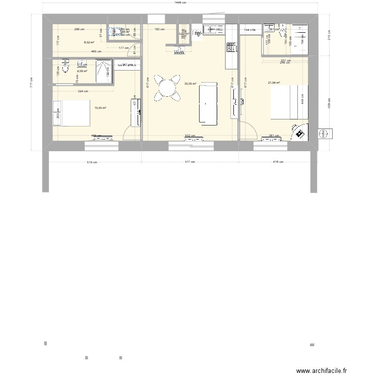 philarchange - maison80m2. Plan de 7 pièces et 80 m2