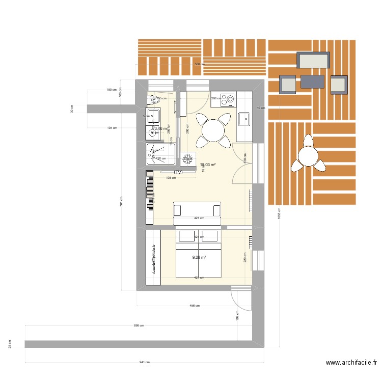 Payas v10. Plan de 3 pièces et 31 m2