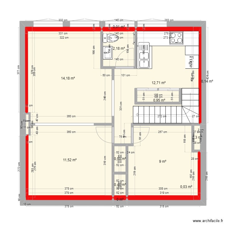 trignac 1 etage. Plan de 14 pièces et 54 m2