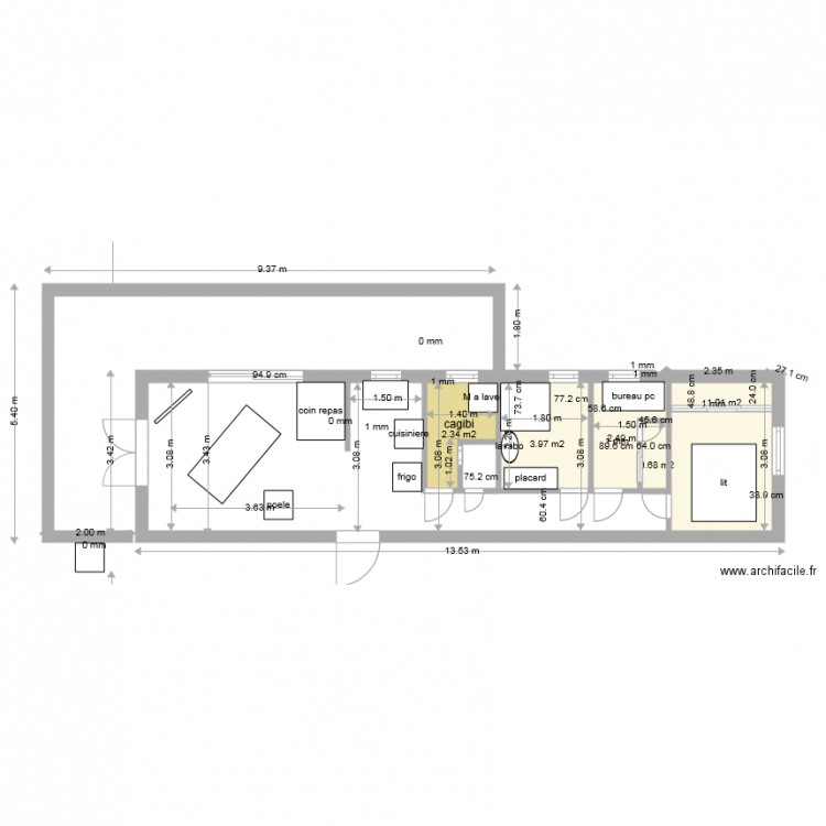 chambre 1. Plan de 0 pièce et 0 m2