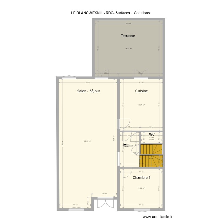 MIRI RDC  Surfaces et Cotations. Plan de 0 pièce et 0 m2