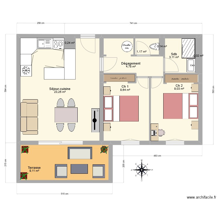 DETOURMIGNIES. Plan de 10 pièces et 60 m2