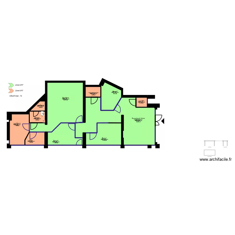 Montpellier - ERP. Plan de 14  et 148 m²