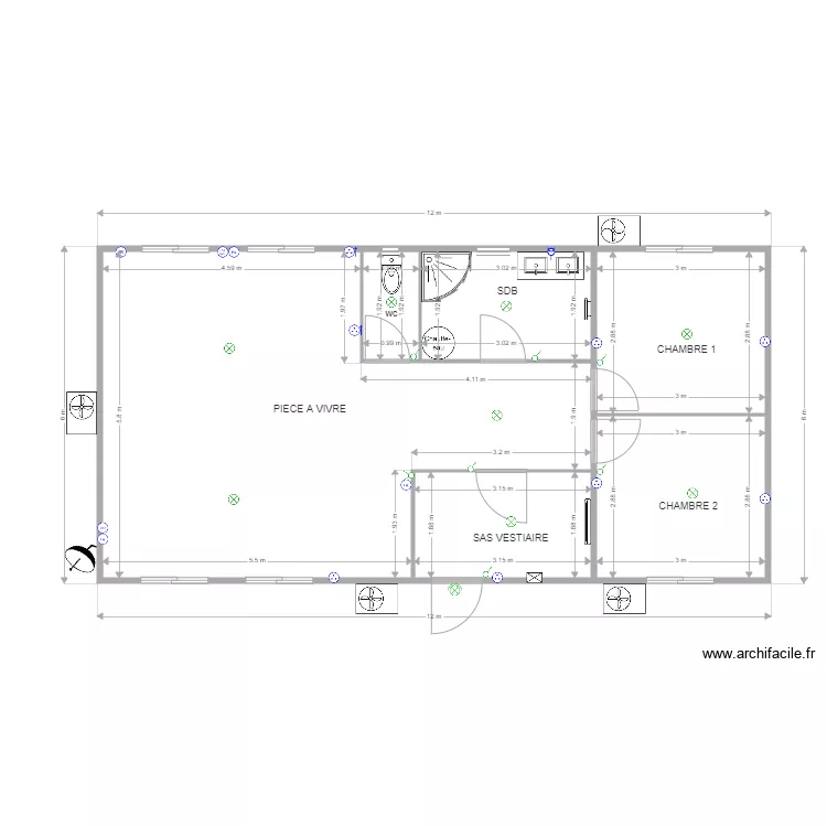 LOCAUX ANTIFER IMPLANTATION ELEC  MODIFIIE . Plan de 