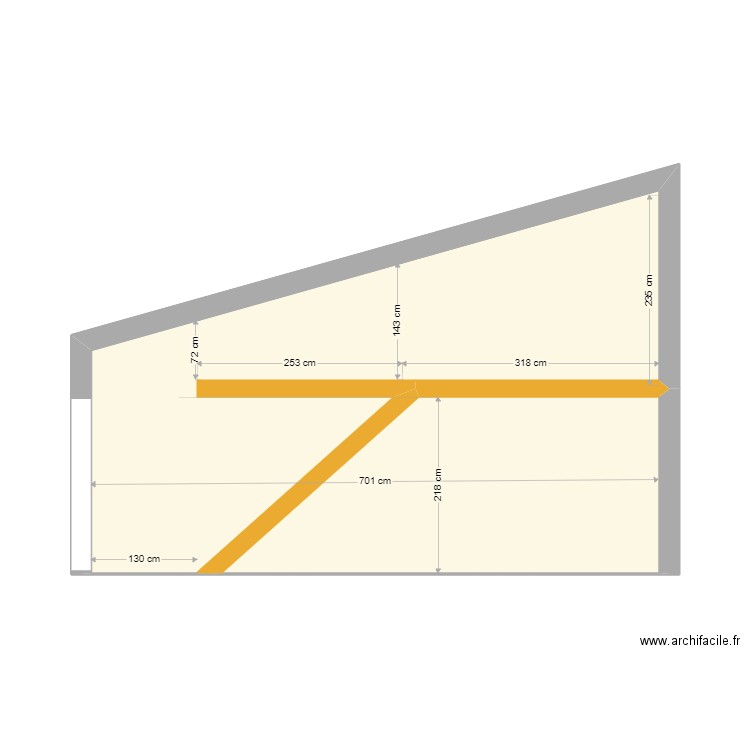 Elévation Mur Apt Liscia Nlles cotes. Plan de 2 pièces et 24 m2