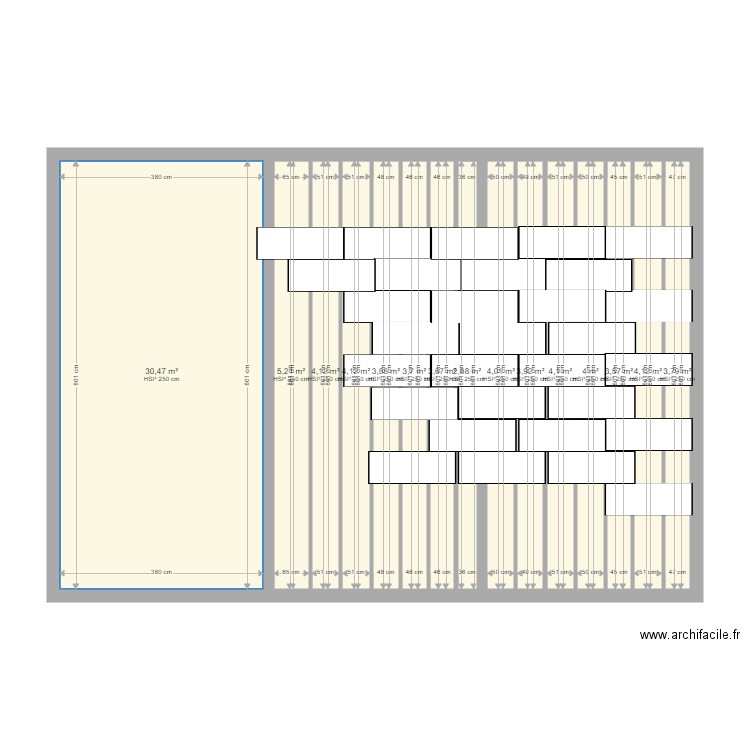 DEPONT Plancher. Plan de 15 pièces et 86 m2