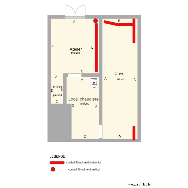 18 sous sol. Plan de 4 pièces et 34 m2