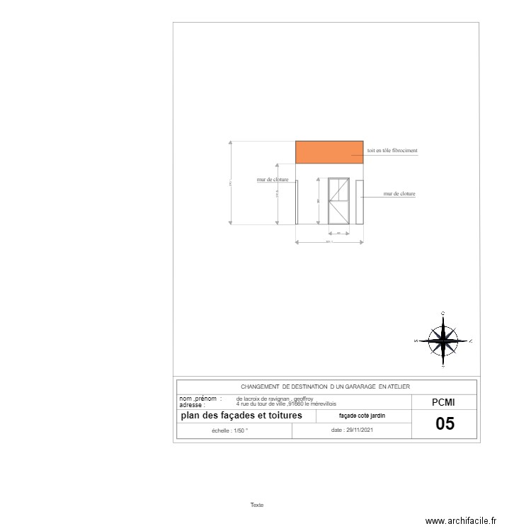 plan de façade  arrière  Geoffroy. Plan de 0 pièce et 0 m2