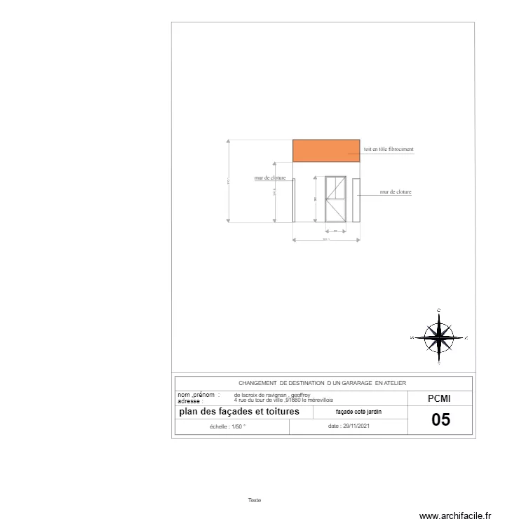 plan de fa&ccedil;ade  arri&egrave;re  Geoffroy. Plan de 