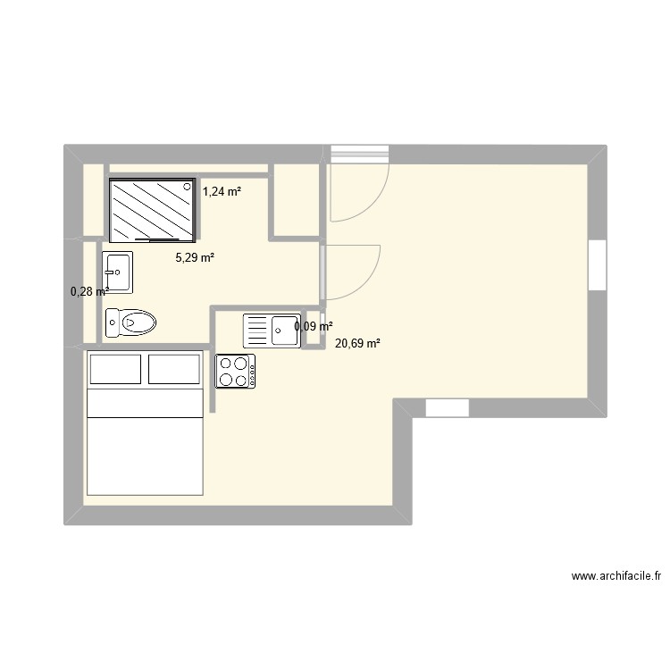 studio. Plan de 0 pièce et 0 m2