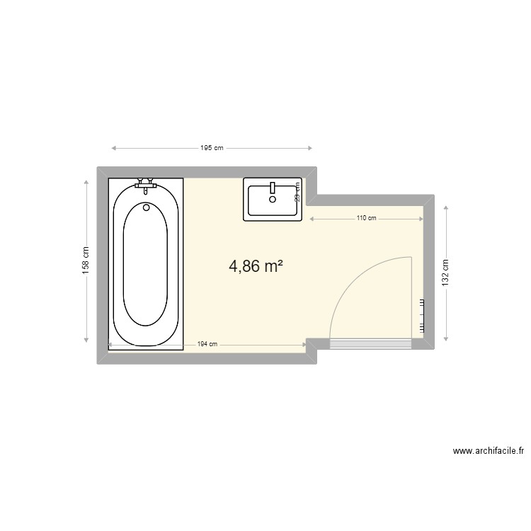 LECONTE Irène. Plan de 1 pièce et 5 m2