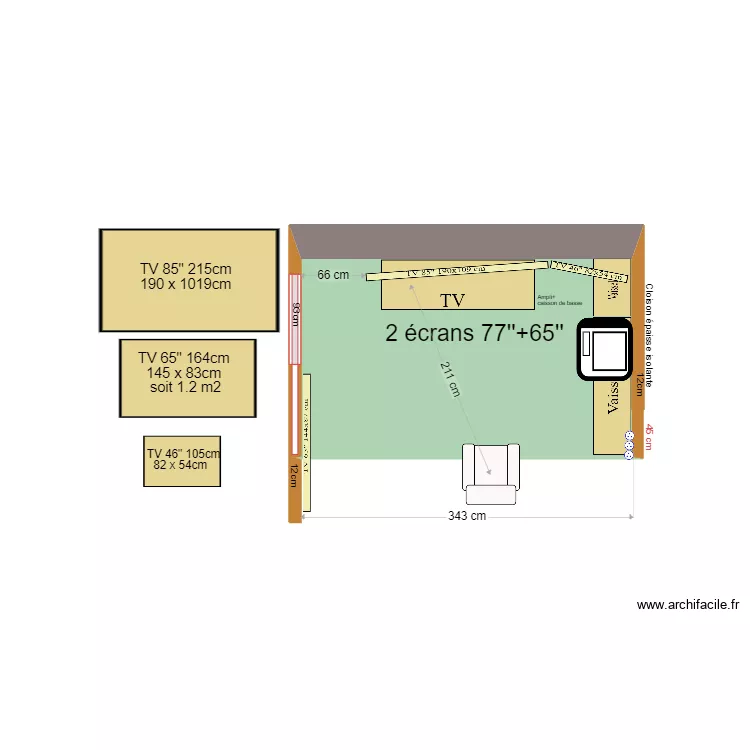 Coin TV 85"+ 65" . Plan de 