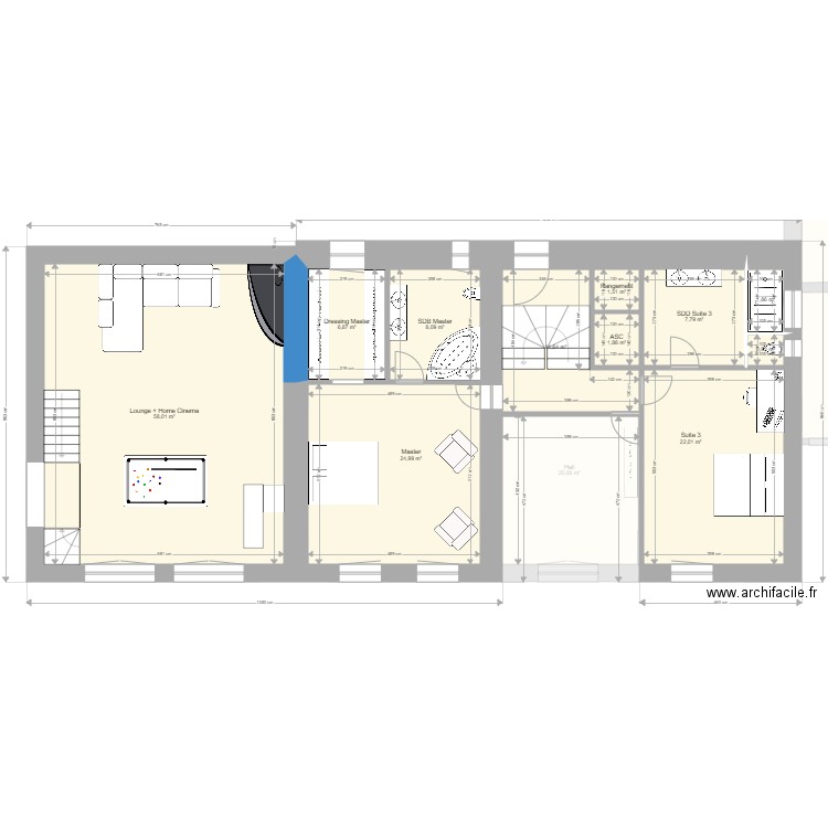 Projet MSR V3. Plan de 63 pièces et 785 m2