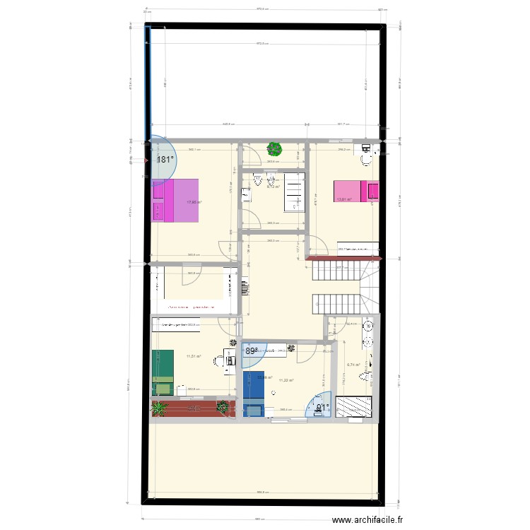 ETAGEF2. Plan de 8 pièces et 169 m2