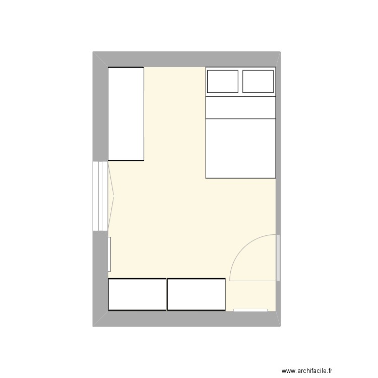 Chambre Wissam1. Plan de 1 pièce et 12 m2