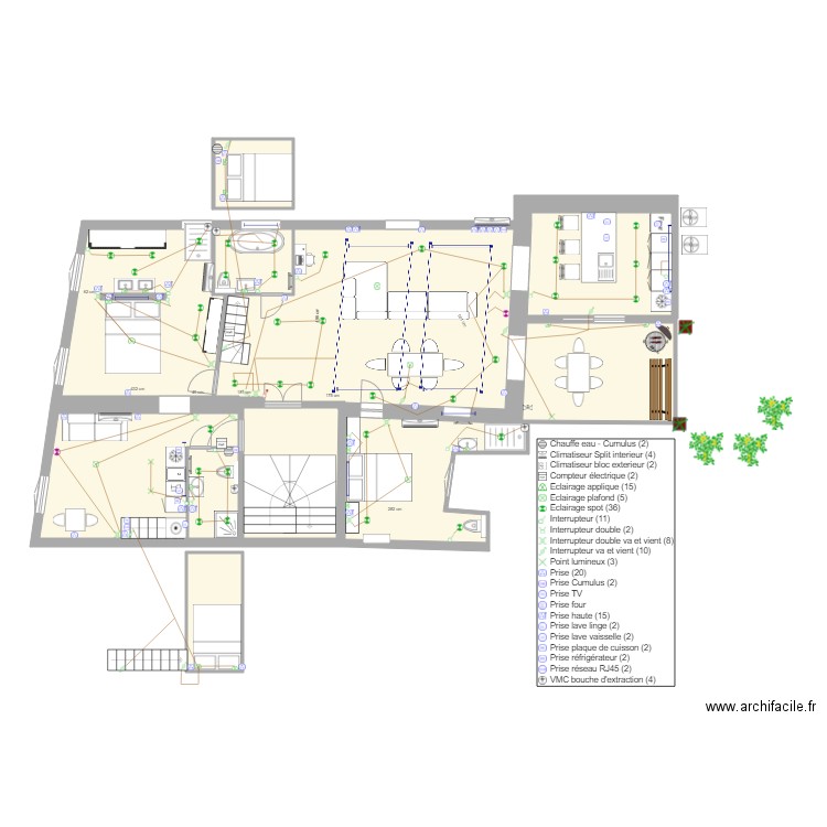 PLACE NATIONALE ELECTRICITE. Plan de 7 pièces et 137 m2