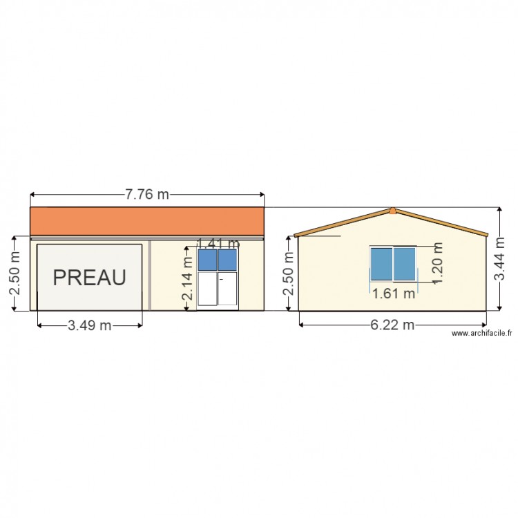 Facades Nord et Ouest. Plan de 0 pièce et 0 m2