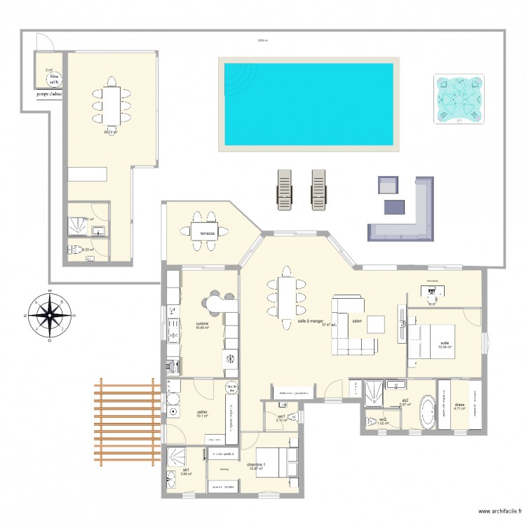 maison piscine. Plan de 0 pièce et 0 m2