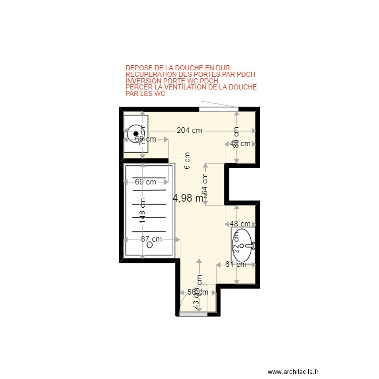 HIBON ARLETTE . Plan de 1 pièce et 5 m2