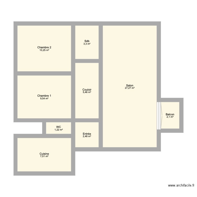 Appartement. Plan de 9 pièces et 69 m2