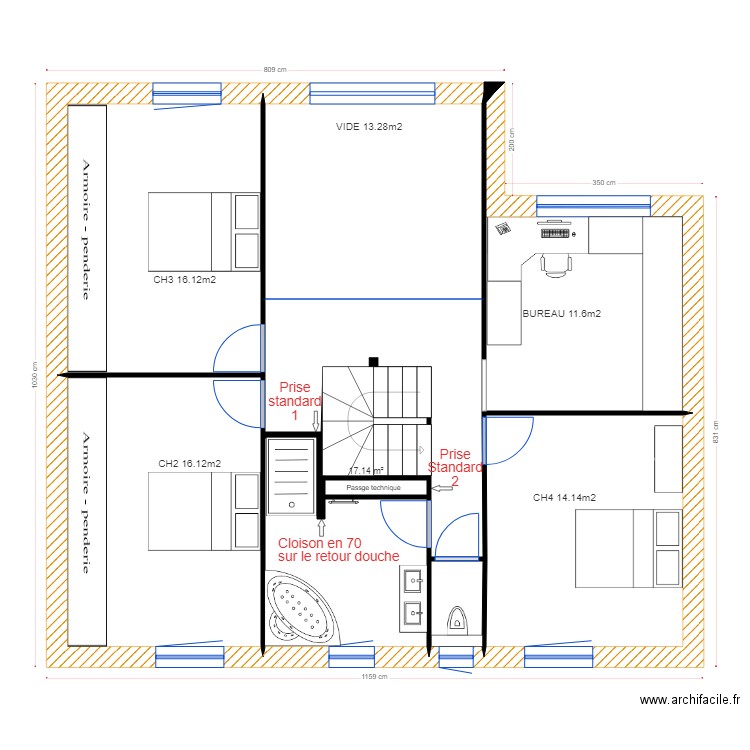 Aspiration centralisée. Plan de 0 pièce et 0 m2