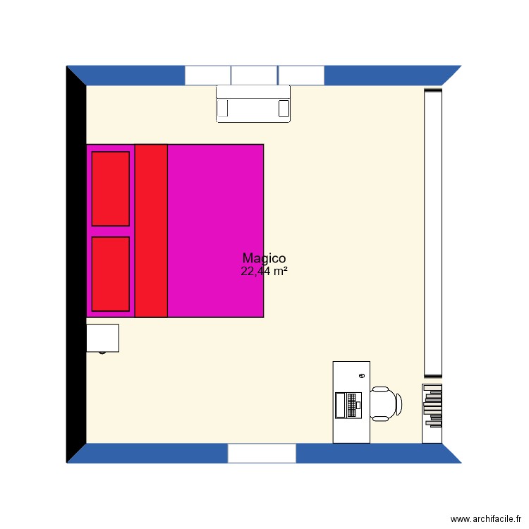 Erwan. Plan de 1 pièce et 22 m2