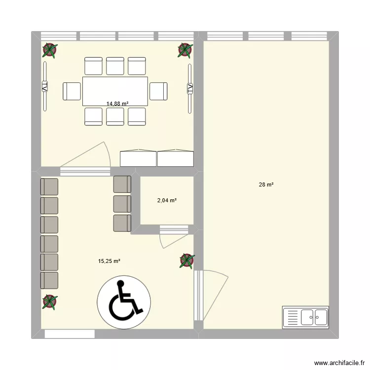 Cabinet IDEL+réunion. Plan de 4 et 60 m² Cabinet IDEL+réunion. Plan de 4 et 60 m²