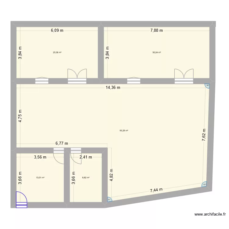 plan 1. Plan de 5  et 169 m²