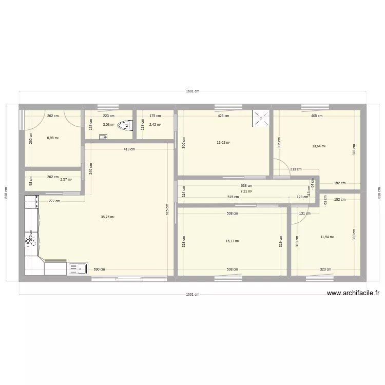 Cube  plein pied. Plan de 