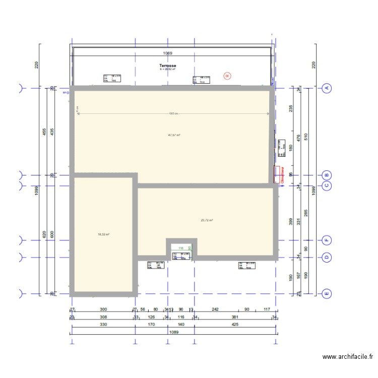 Projet 2 etage nu. Plan de 3 pièces et 90 m2