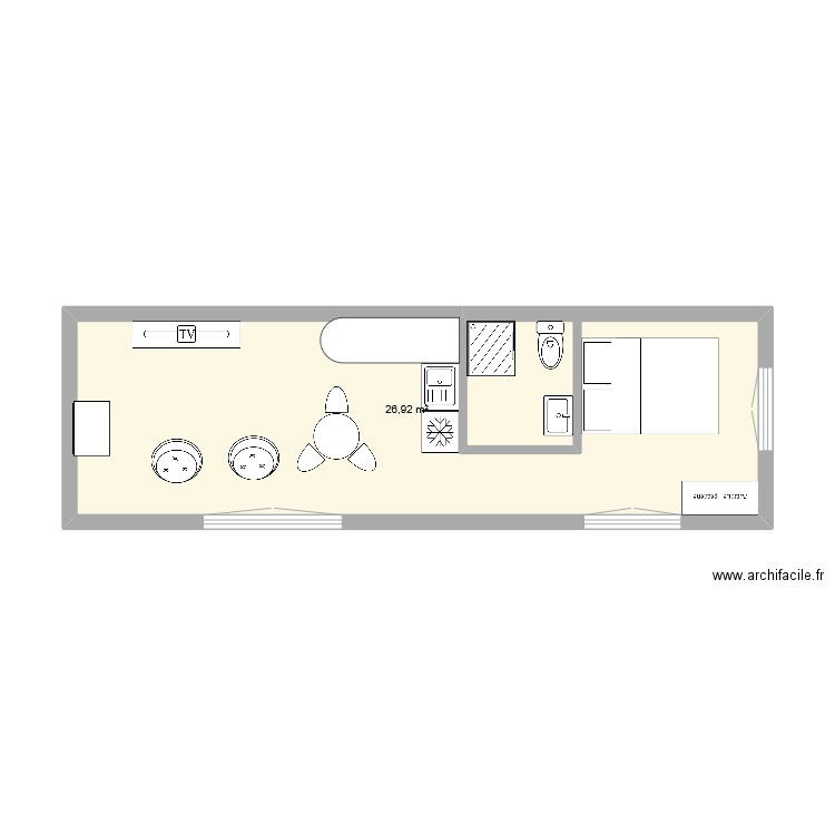 appartement papa v3. Plan de 1 pièce et 27 m2