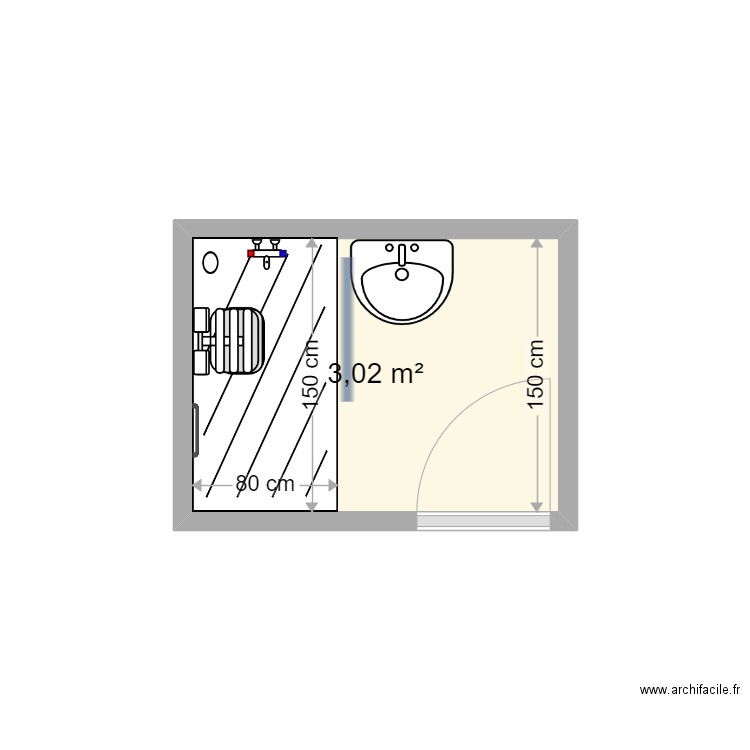 DOUMER. Plan de 2 pièces et 6 m2