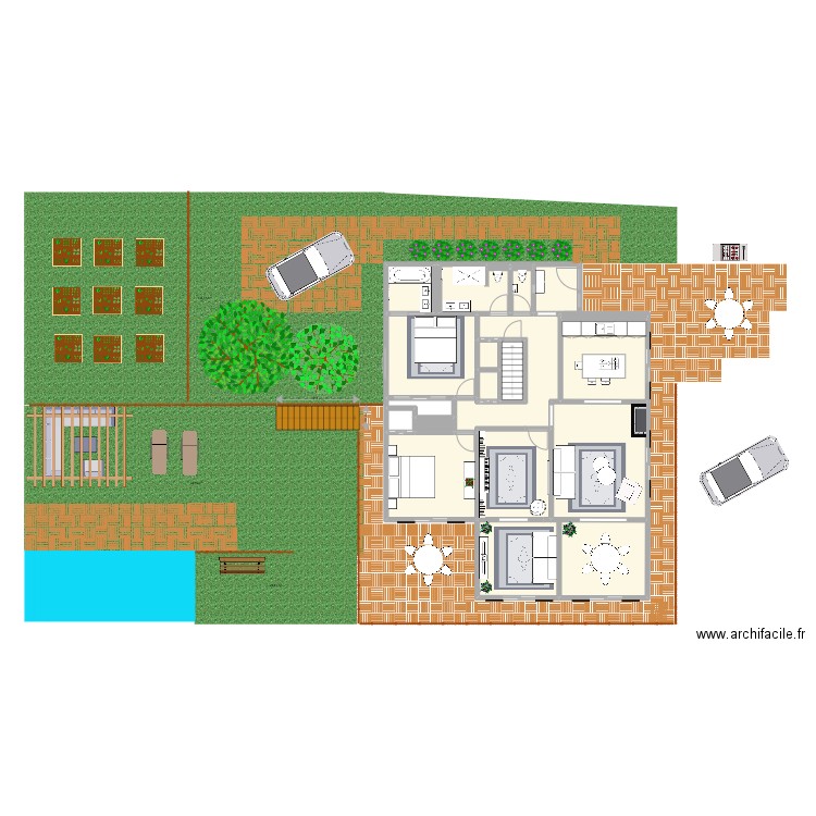 Lamalou avec jardin. Plan de 19 pièces et 121 m2