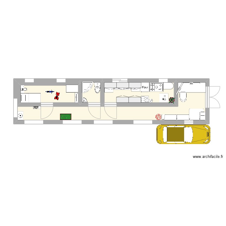 maison. Plan de 4 pièces et 25 m2