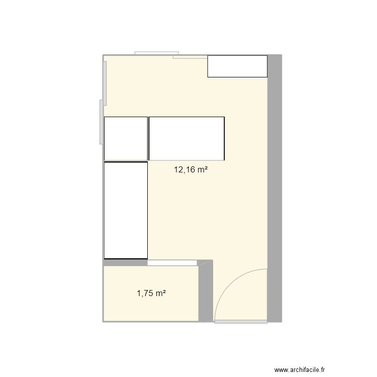 Bureau. Plan de 2 pièces et 14 m2