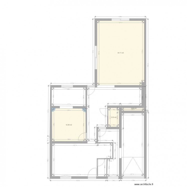 montfermeil RDC . Plan de 4 pièces et 50 m2